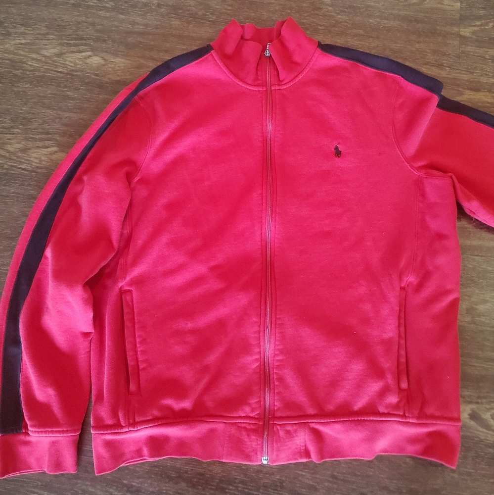 Red and black Polo zip sweater